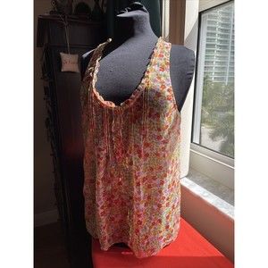AEO American Eagle Outfitters  Sheer Racer Back Top Flowers Blouse Size 6